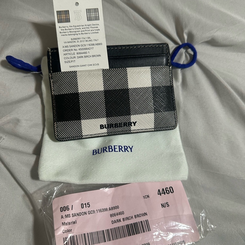 Burberry Dark Birch Brown and Black Checkered Card Holder
